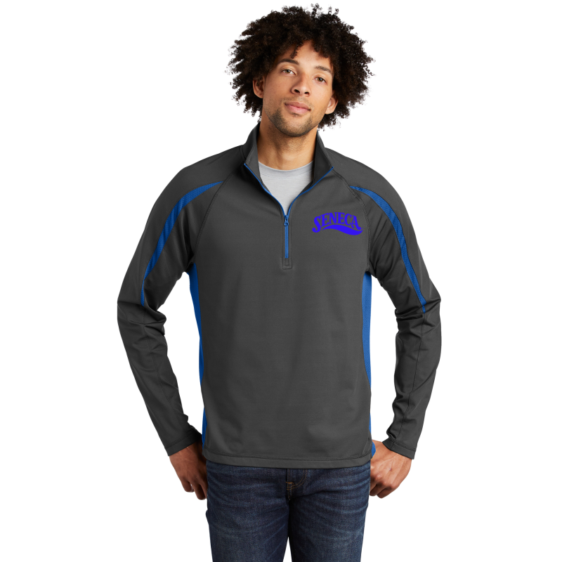 ST851 Sport-Tek® Sport-Wick® Stretch 1/2-Zip Colorblock Pullover, LEFT OVERHEART EMBRIDERY