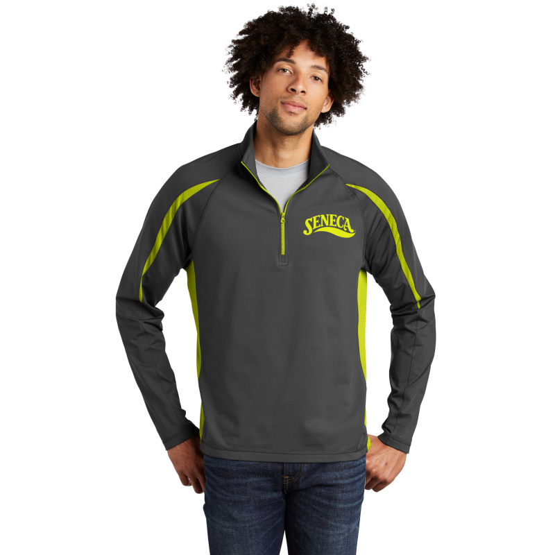 ST851 Sport-Tek® Sport-Wick® Stretch 1/2-Zip Colorblock Pullover, LEFT OVERHEART EMBRIDERY